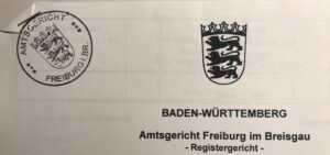 Handelsregisterauszug - Amtsgericht Freiburg